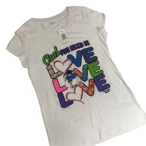 Tootsie Roll T-shirt White Owl You Need Is Love M